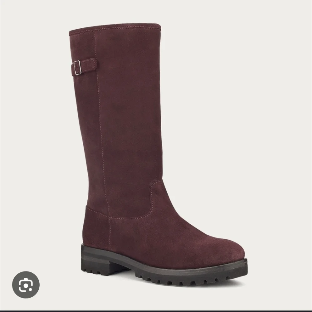 Bally Tall Suede shearling Boots Maroon Apres Ski Designer 36 5.5 / 6 Lug Soles